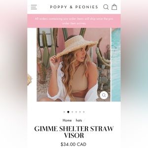 Poppy and Peonies Straw Visor